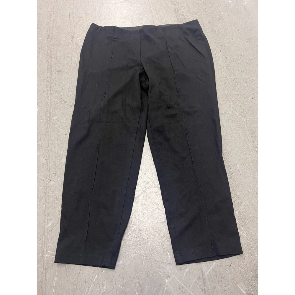 Soho Pants Womens XL Black Stretch Pintuck Straight Leg Trousers Business Office